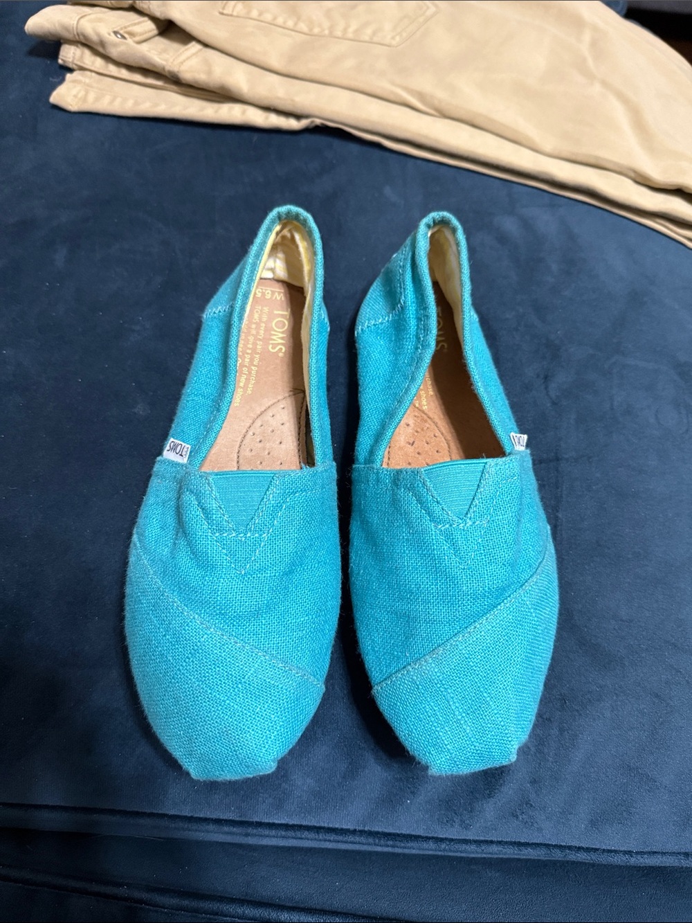 Toms Turquoise Canvas Alpargata Slip-Ons